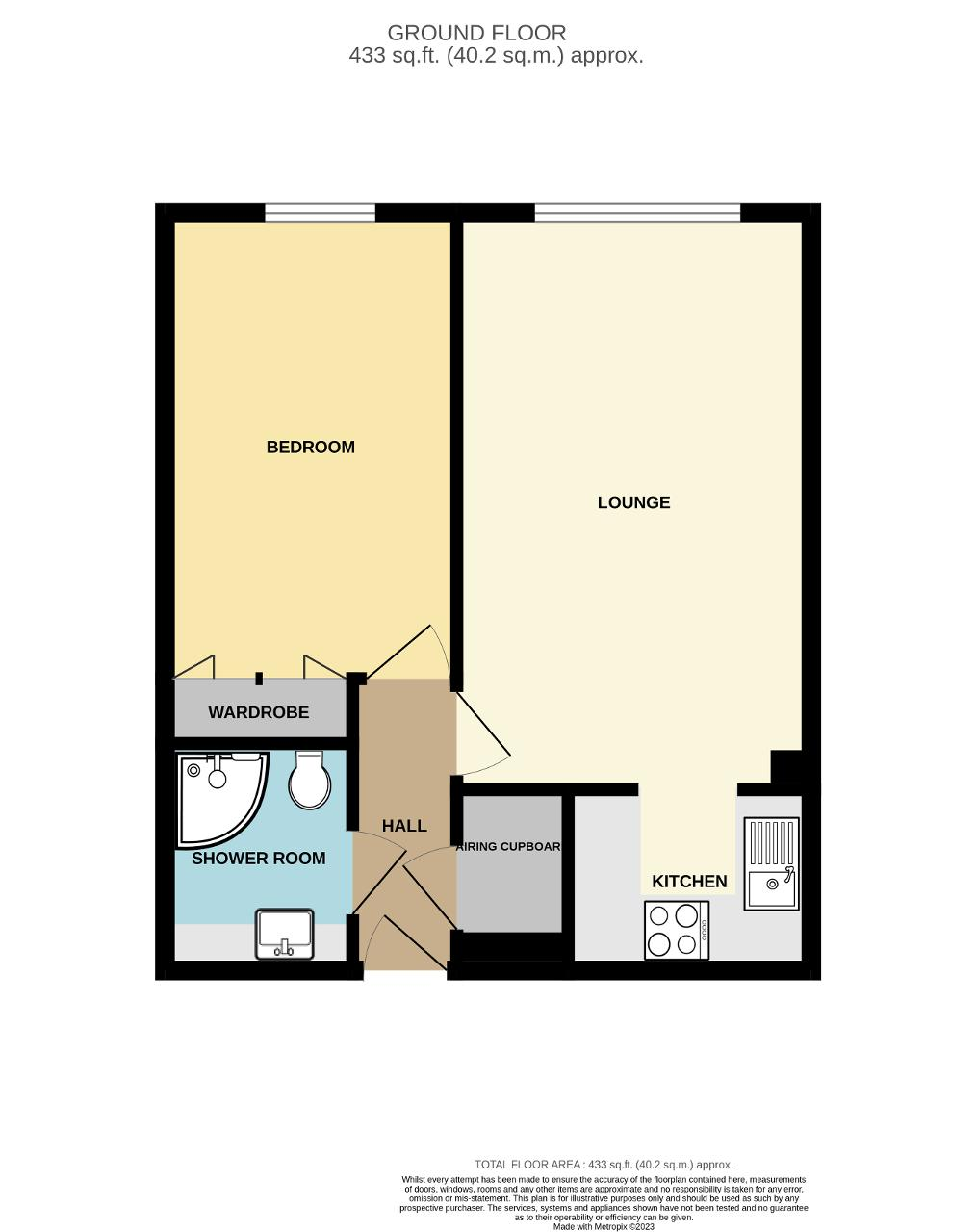 Floorplan of Merryfield Court, Marine Parade, Seaford, East Sussex, BN25 2PN