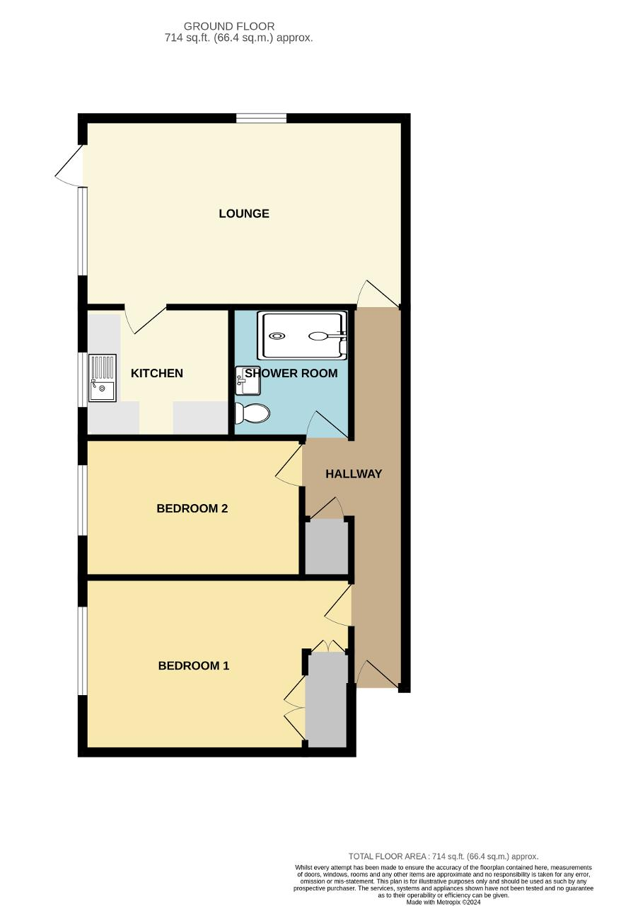 Floorplan of Rodmell Court, Surrey Road, Seaford, East Sussex, BN25 2PB