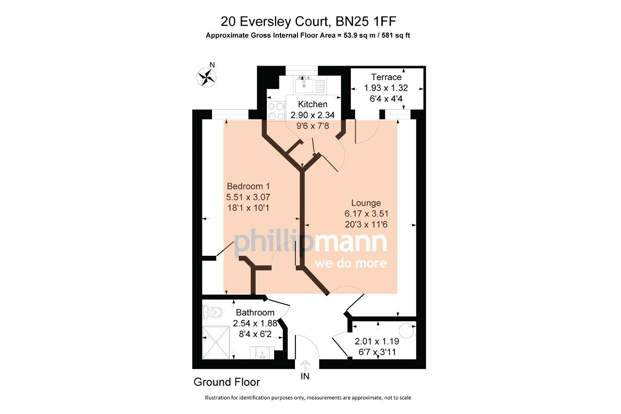 Floorplan of Eversley Court, Dane Road, Seaford, East Sussex, BN25 1FF