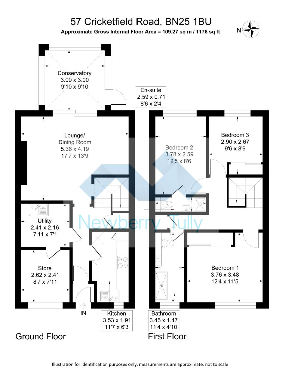 Floorplan of Cricketfield Road, Seaford, East Sussex, BN25 1BU