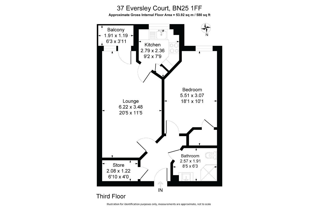 Floorplan of Eversley Court, Dane Road, Seaford, East Sussex, BN25 1FF