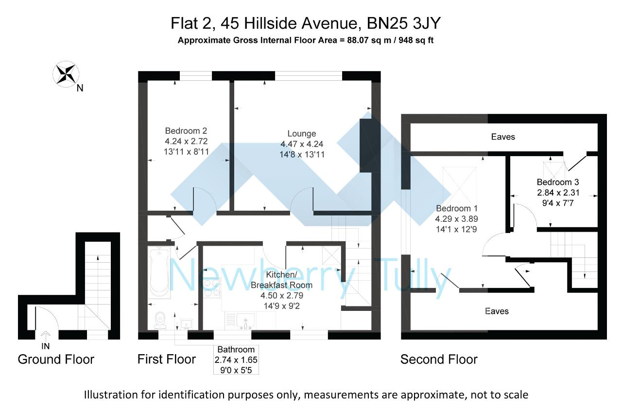 Floorplan of Hillside Avenue, Seaford, East Sussex, BN25 3JY
